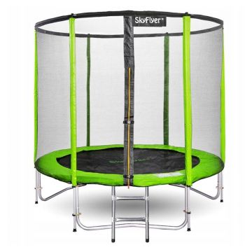 Trambulina, SkyFlyer, Ring, 2 in 1, Diametru 180 cm, Cu plasa, Rezistenta la razele UV, Pana la 150 kg, 3 ani+, Negru/Verde